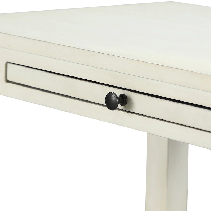 Table d'appoint à 3 niveaux – Bleu marine / Gris antique / Blanc antique, bois, tiroir coulissant et tiroir, pour une personne