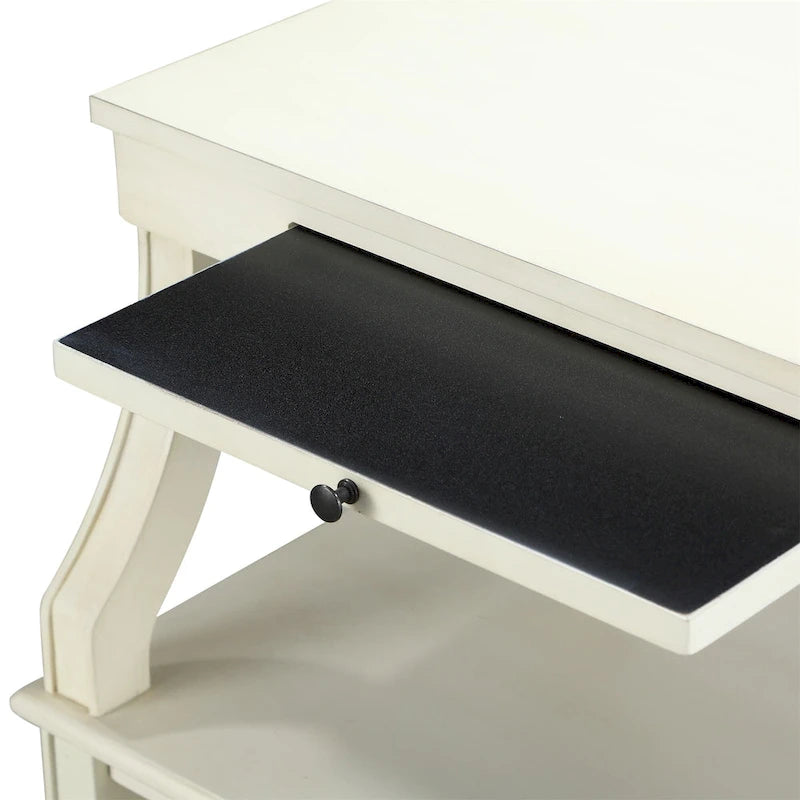 Table d'appoint à 3 niveaux – Bleu marine / Gris antique / Blanc antique, bois, tiroir coulissant et tiroir, pour une personne