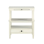 Table d'appoint à 3 niveaux – Bleu marine / Gris antique / Blanc antique, bois, tiroir coulissant et tiroir, pour une personne