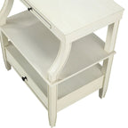 Table d'appoint à 3 niveaux – Bleu marine / Gris antique / Blanc antique, bois, tiroir coulissant et tiroir, pour une personne