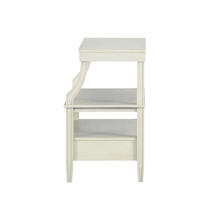 Table d'appoint à 3 niveaux – Bleu marine / Gris antique / Blanc antique, bois, tiroir coulissant et tiroir, pour une personne