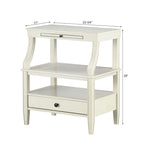 Table d'appoint à 3 niveaux – Bleu marine / Gris antique / Blanc antique, bois, tiroir coulissant et tiroir, pour une personne