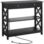Yaheetech Wooden Console Table with Power Outlet Entryway Table