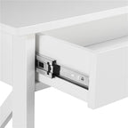 Console avec prise de courant, tiroir et 2 étagères – Noir / Blanc, MDF classique et bois de pin, un utilisateur