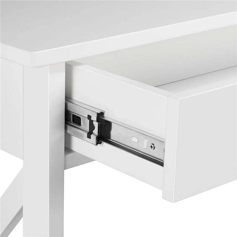 Console avec prise de courant, tiroir et 2 étagères – Noir / Blanc, MDF classique et bois de pin, un utilisateur