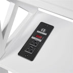Console avec prise de courant, tiroir et 2 étagères – Noir / Blanc, MDF classique et bois de pin, un utilisateur