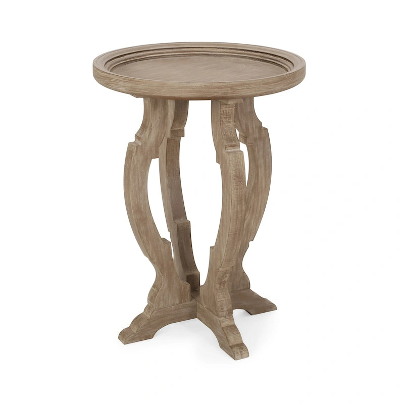 Table d'appoint ronde – Naturel / Naturel + Blanc vieilli, Faux bois sablier, Utilisateur unique
