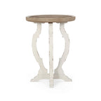 Table d'appoint ronde – Naturel / Naturel + Blanc vieilli, Faux bois sablier, Utilisateur unique