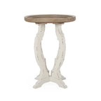 Table d'appoint ronde – Naturel / Naturel + Blanc vieilli, Faux bois sablier, Utilisateur unique