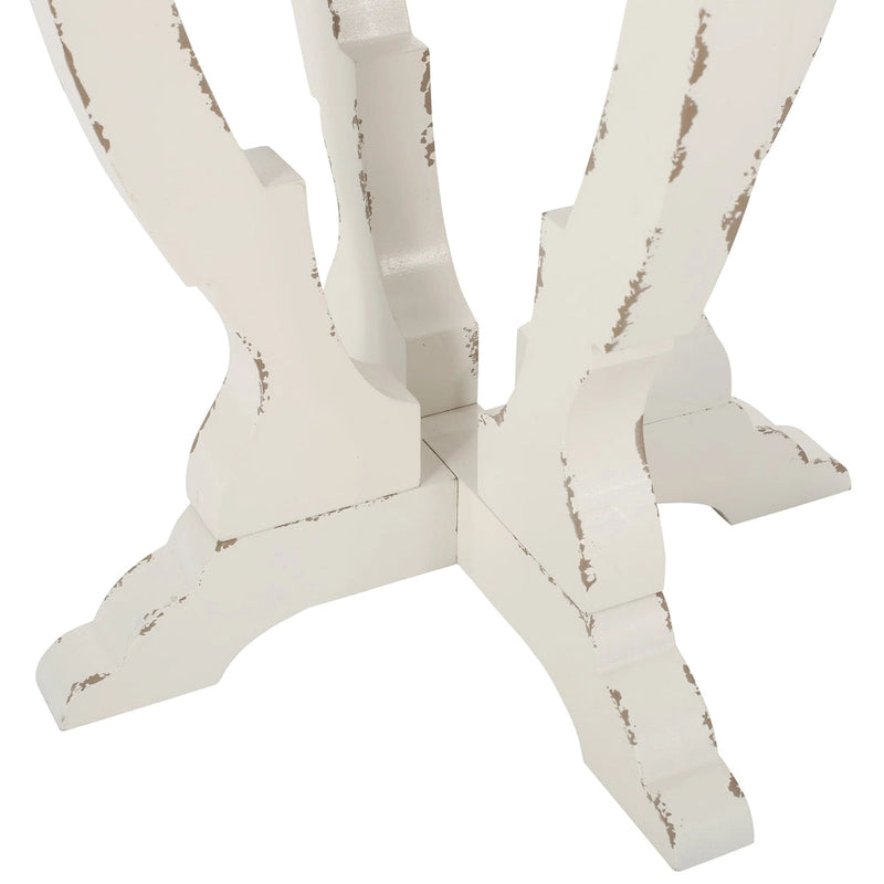 Table d'appoint ronde – Naturel / Naturel + Blanc vieilli, Faux bois sablier, Utilisateur unique