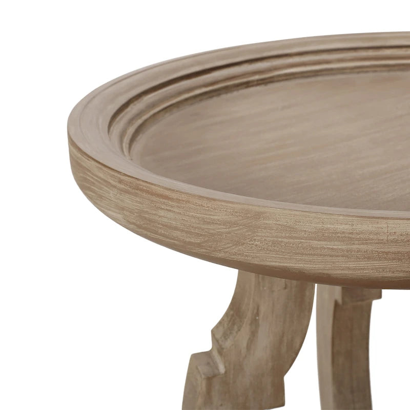 Table d'appoint ronde – Naturel / Naturel + Blanc vieilli, Faux bois sablier, Utilisateur unique
