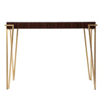 Console – Marron et or, plateau en verre contemporain et pieds en fer, utilisateur unique