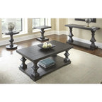 Table basse à deux niveaux – Ébène, Bois dur traditionnel et Pieds cylindriques, 1 à 4 utilisateurs