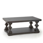 Table basse à deux niveaux – Ébène, Bois dur traditionnel et Pieds cylindriques, 1 à 4 utilisateurs