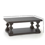 Table basse à deux niveaux – Ébène, Bois dur traditionnel et Pieds cylindriques, 1 à 4 utilisateurs