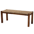 Banc individuel en bois d'acajou et jonc de mer brun noyer