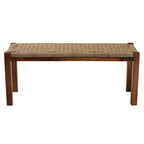 Banc individuel en bois d'acajou et jonc de mer brun noyer
