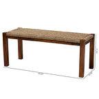 Banc individuel en bois d'acajou et jonc de mer brun noyer