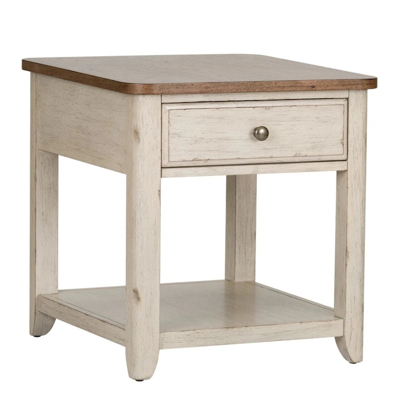 Table d'appoint blanc antique avec panier