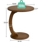 Table d'appoint en forme de C – Cerisier / Blanc crème / Noir, placage de bois vintage, utilisateur unique