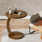 Table d'appoint en forme de C – Cerisier / Blanc crème / Noir, placage de bois vintage, utilisateur unique