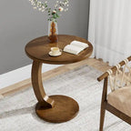 Table d'appoint en forme de C – Cerisier / Blanc crème / Noir, placage de bois vintage, utilisateur unique