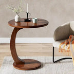 Table d'appoint en forme de C – Cerisier / Blanc crème / Noir, placage de bois vintage, utilisateur unique