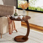 Table d'appoint en forme de C – Cerisier / Blanc crème / Noir, placage de bois vintage, utilisateur unique