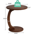 Table d'appoint en forme de C – Cerisier / Blanc crème / Noir, placage de bois vintage, utilisateur unique