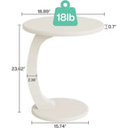 Table d'appoint en forme de C – Cerisier / Blanc crème / Noir, placage de bois vintage, utilisateur unique
