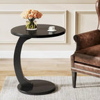 Table d'appoint en forme de C – Cerisier / Blanc crème / Noir, placage de bois vintage, utilisateur unique