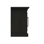 Meuble TV avec portes vitrées et montants en X – Noir, quincaillerie en nickel antique classique, 1 à 2 utilisateurs