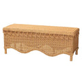 Banc d'appoint en rotin couleur miel clair avec bord festonné
