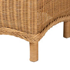 Banc d'appoint en rotin couleur miel clair avec bord festonné