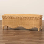Banc d'appoint en rotin couleur miel clair avec bord festonné