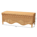 Banc d'appoint en rotin couleur miel clair avec bord festonné