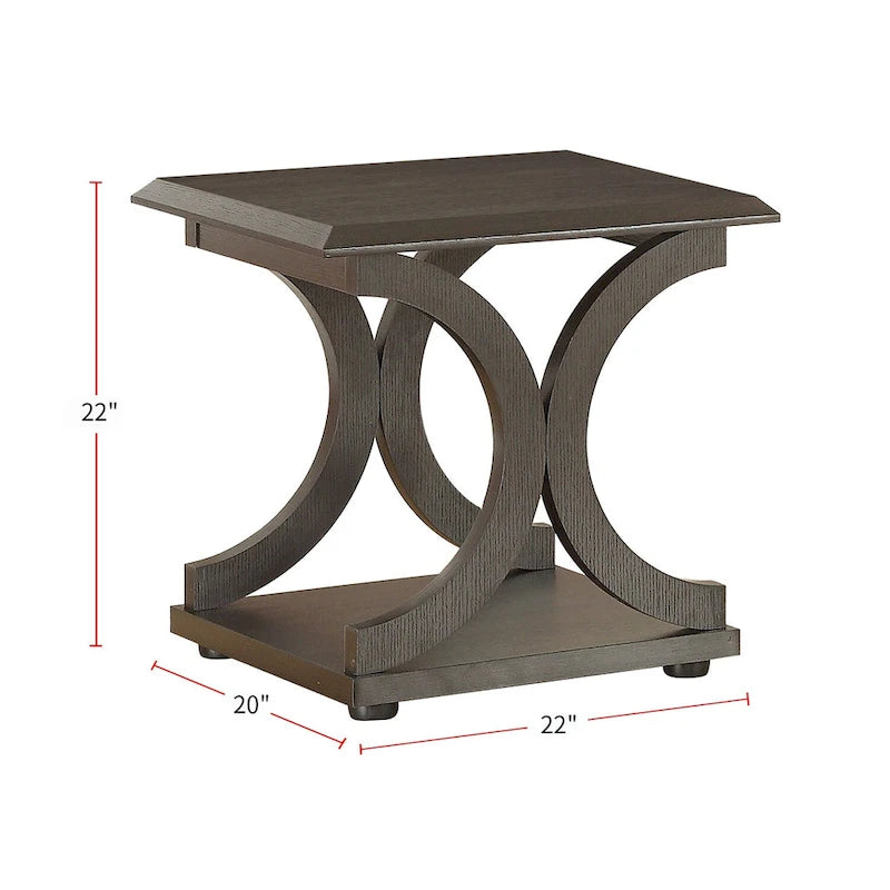 Table d'appoint avec étagère – Cappuccino, bois de base en forme de C, utilisateur unique