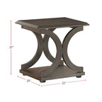 Table d'appoint avec étagère – Cappuccino, bois de base en forme de C, utilisateur unique