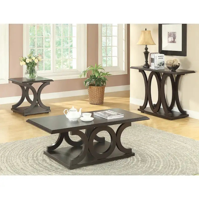 Table d'appoint avec étagère – Cappuccino, bois de base en forme de C, utilisateur unique