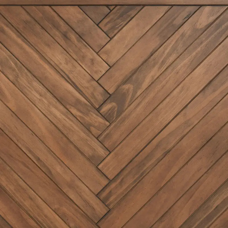 Table basse carrée – Naturelle, bois de pin à chevrons style ferme moderne et base en fer, 1–2 utilisateurs