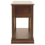 Table d'appoint de fauteuil – Marron, dessus en bois avec tiroir et étagère, pour une personne