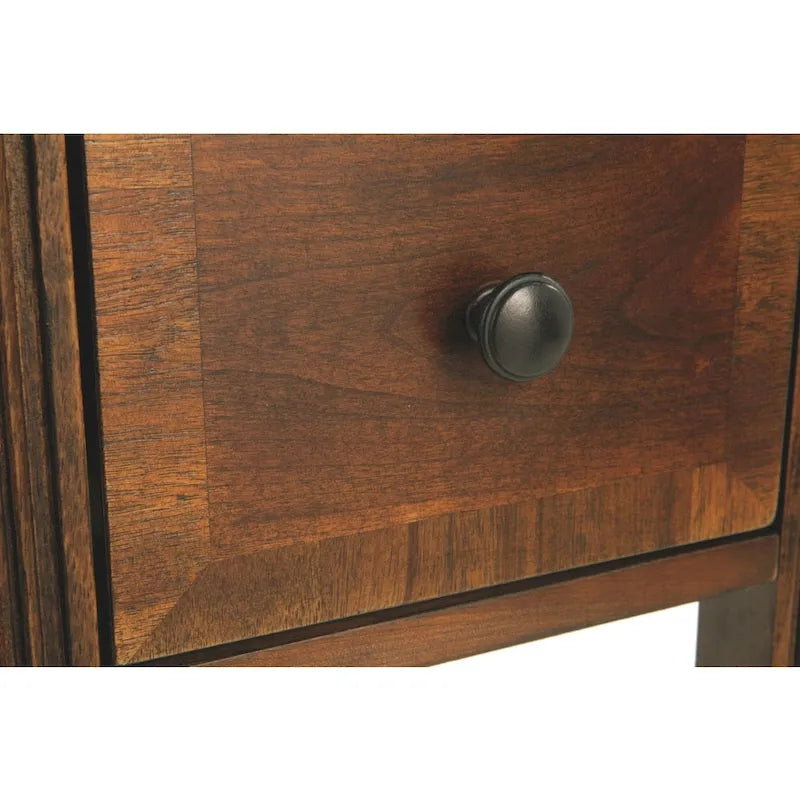 Table d'appoint de fauteuil – Marron, dessus en bois avec tiroir et étagère, pour une personne