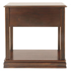 Table d'appoint de fauteuil – Marron, dessus en bois avec tiroir et étagère, pour une personne