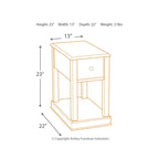 Table d'appoint de fauteuil – Marron, dessus en bois avec tiroir et étagère, pour une personne
