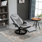 Fauteuil inclinable pivotant en cuir PU gris avec repose-pieds pour 1 personne