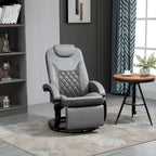 Fauteuil inclinable pivotant en cuir PU gris avec repose-pieds pour 1 personne
