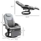 Fauteuil inclinable pivotant en cuir PU gris avec repose-pieds pour 1 personne