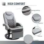 Fauteuil inclinable pivotant en cuir PU gris avec repose-pieds pour 1 personne