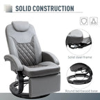 Fauteuil inclinable pivotant en cuir PU gris avec repose-pieds pour 1 personne