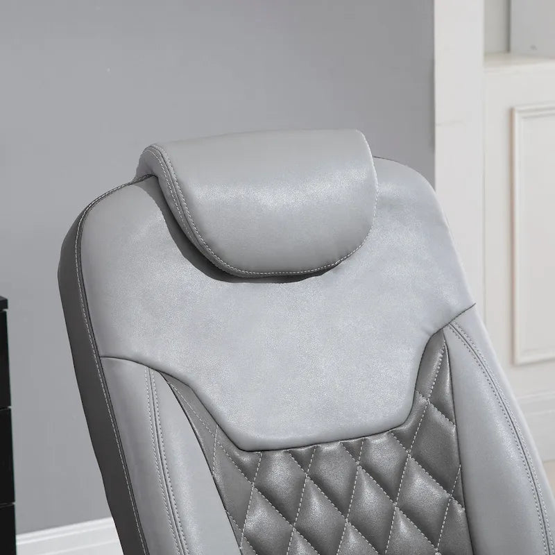 Fauteuil inclinable pivotant en cuir PU gris avec repose-pieds pour 1 personne